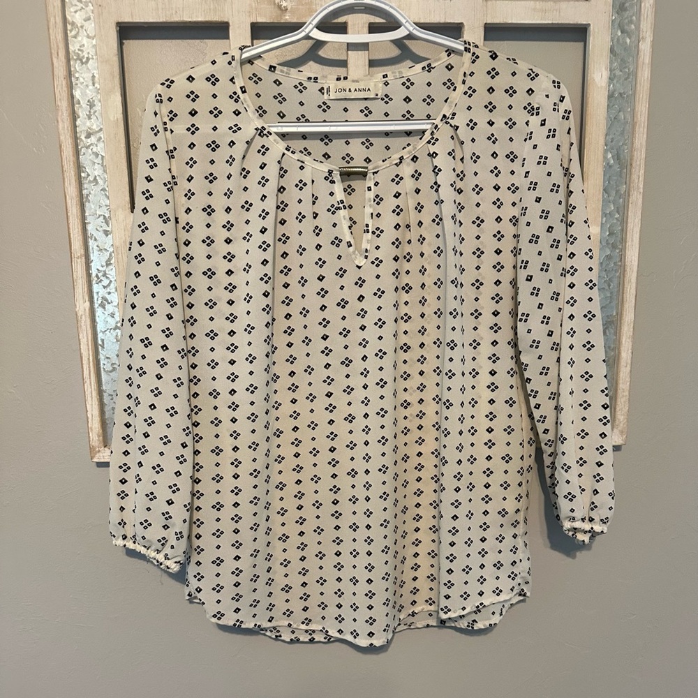 Jon & Anna Black and White Geometric Blouse